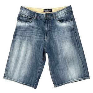 Ecko Unltd Baggy Denim Jean Shorts Mens 34 Blue Y2K Skater Jorts Hip Hop Logo